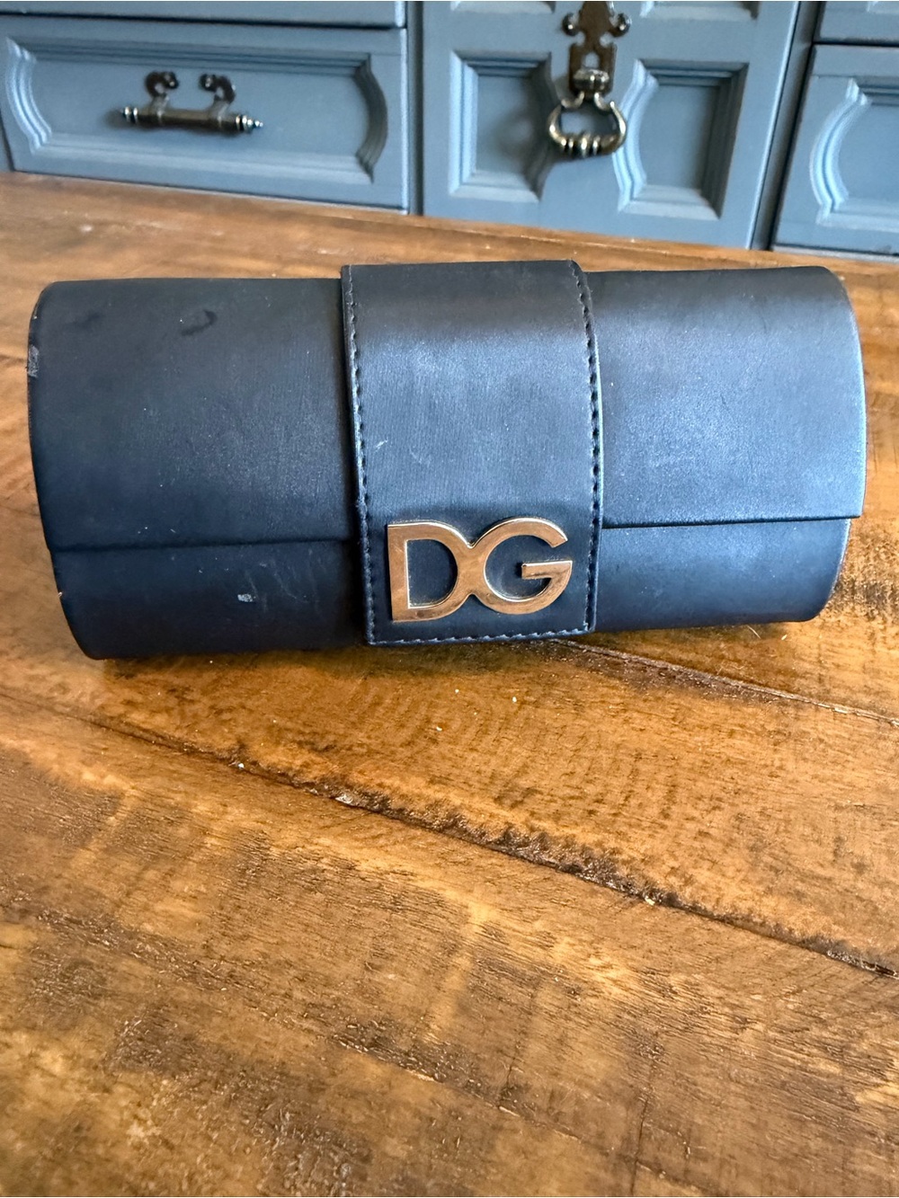 Dolce & Gabbana Black Sunglass Case with Silver DG Logo